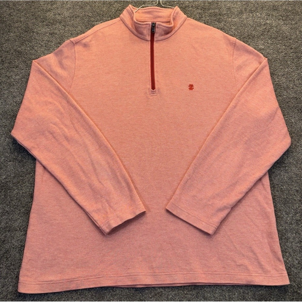 IZOD Saltwater Men's XL Red Heather Quarter Zip Pullover Cotton Blend Sweater